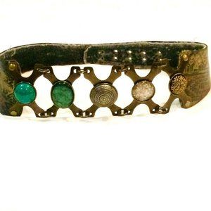 LAISE ADZER Belt Handmade Leather Metal & Natural